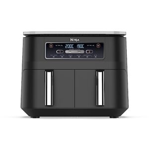 Ninja Foodi Dual Zone Air Fryer, Freidora sin aceite, 7.6L, 2 cajones, Digital, 4-6 porciones, Cesta Antiadherente apta para Lavavajillas, Freír, Hornear, Calentar, Desecar, Negro, AF300EU