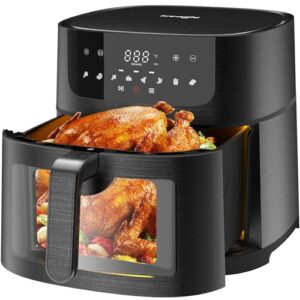 Iceagle Freidora de Aire sin Aceite 9L – Airfryer XXL con Ventana | Freidora Aire con Pantalla Táctil Led, 1800W, 8 Programas, Modo Batido, Recetario