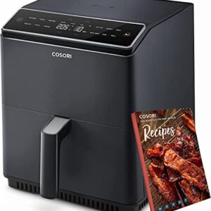 COSORI Freidora sin Aceite Inteligente 6.4 L, Freidora de Aire Caliente con Doble Calefacción, sin Agitación sin Precalentamiento, Air Fryer con Recetas en Español y 12 Programas, Gris Oscuro, P583S