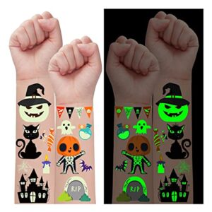 Leesgel Decoracion Halloween, 130 Estilos Fluorescente Tatuajes Temporales Niños Tatuajes Halloween Niños, Pegatinas Halloween Relleno Piñata Regalo Cumpleaños Niño Halloween Niño Accesorios Halloween