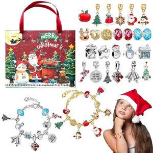 LIAMERHE Calendario Adviento 2023 Niñas 4 5 6 7 8 Años Navidad Pulsera Calendario de Adviento con 22 Perlas y 2 Pulseras