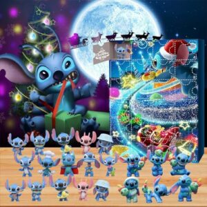 DOINBE Stitch Calendario de Adviento 2023, calendario de cuenta regresiva de 24 días de Navidad, 24 piezas de minifiguras de dibujos animados, juguetes de muñecas, relleno de calcetines de Navidad,