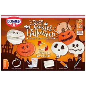 DR. OETKER – Deco Cookies Halloween 484 g, Kit de Repostería, Preparado de Galletas de Mantequilla, Decoración para Halloween, Incluye Lápices Pasteleros de Colores, Fácil de Usar