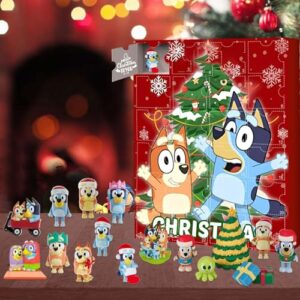 Calendario de Adviento de Navidad 2023, calendario de cuenta regresiva de Navidad, calendario de Adviento de 24 días de Navidad, 24 piezas de figuras de cachorro de dibujos animados, muñecas de