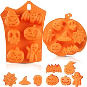 Molde De Silicona Calabaza Halloween, Moldes Halloween Silicona, Molde De Calabaza Fantasma, Molde Silicona Esqueleto Fantasma Para Diy Caramelo Pastel, Dulces Decoraciones De Halloween, 2 Piezas