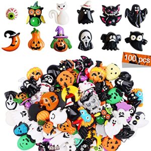 Kalolary 100 Piezas Encantos de Resina de Halloween Surtidas de Adornos de Resina para Manualidades de Halloween Adornos de Resina para Manualidades de Halloween