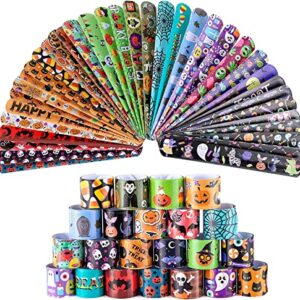 JOYIN 72 Piezas Pulseras Slap de Halloween, Pulseras Bofetada Niña Halloween, Detalles Halloween Niños, Regalos Cumpleaños Niños Colegio, 72 Slap Bracelets (36 Diseño Diferente), Artículos de Fiesta