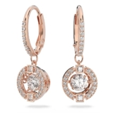 Swarovski Pendientes Sparkling Dance para Mujer, con Baño Tono Oro Rosa, Cristales Blancos, Talla Redonda, Colección Sparkling de Swarovski
