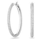 Swarovski Pendientes de Aro Stone para Mujer, con Baño de Rodio, Cristales Blancos, Colección Stone de Swarovski