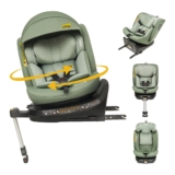 Jovikids I-size Silla Coche Bebé Grupo 0 1 2 3 ISOFIX, Giratoria 360 Universal, Normativa R129, para Niños de 40-150cm, 0 Meses-12 Años, Pierna de Apoyo – Verde