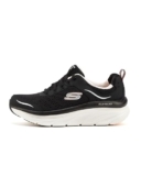 Skechers D’lux Walker Infinite Motion, Zapatillas Mujer, Black Leather Mesh Pink Trim, 37 EU