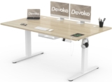 Devoko Escritorio Elevable Eléctrico 160 x 80 cm de Carga Tipo A, Escritorio Ajustable en Altura con Tablero, 3 Función de Memoria y Anticolisión, Regulable en Altura 72-118cm, Roble