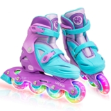 LOCAVUN Patines en línea,4 tamaños Ajustables con Ruedas Que Brillan en la Oscuridad,Patines en línea para niños para Uso en Interiores y Exteriores