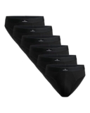 DANISH ENDURANCE 6 Pack Calzoncillos Slip de Algodón Hombre, Cintura Cómoda, Sin Etiquetas, 6 x Negro, Medium