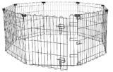 Amazon Basics Octogonal, Parque de metal plegable para perros y mascotas de 61 cm, con puerta, Negro