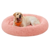 Feandrea Cama de Perros, Cama para Perros, Cojín Central Extraíble y Lavable, Alfombra de Felpa Suave y Mullida, 120 cm de Diámetro, Rosa PGW043R01