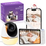 BURNNOVE 1080P Camara Vigilancia Bebe WiFi con Pantalla 5″ IPS y 355° PTZ, Vigilabebes con Visión Nocturna, Detección de llanto y Movimiento, Comunicación Bidireccional, Sensor Temperatura, Modo VOX