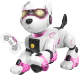 Dnenellr Perro Robot, Perro Robot Inteligente Teledirigido para Niños, Programable, Control por Voz (Solo en inglés) y por Gestos, Juguete Interactivo Robot Perro, Regalo Ideal para Niños