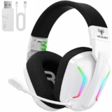 WESEARY WG1 Cascos Gaming Inalambricos, Auriculares Gaming Inalambricos para PS5, PS4, PC, Switch, Sonido Estéreo Auriculares con Microfono, Ninteendo 64 Accesorios