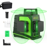 Huepar GF360G 3×360 Nivel Láser Verde 45m,MODO DE PULSO, USB, 3D Láseres de 12 Líneas, Autonivelador Línea Cruzado, Conmutables 360 Vertical/Horizontal, 360 Base Magnético