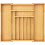 Lifewit Bandeja grande ajustable hasta 71 cm, organizador de cajones para cubiertos, profundidad 47 cm, soporte de bambú