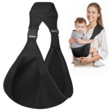 AOOWU Portabebés Portátil, Ergonómico Portátil para Bebés de 6 a 36Meses, Ajustable Portabebes Multifuncional Respirable, Plegable Correas para Hasta 15kg (Negro)
