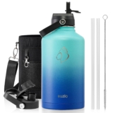 Botella de agua de acero inoxidable al vacío BUZIO de 2 L, mantiene frío 48h y caliente 24h, sin BPA, doble pared, ideal para deporte al aire libre, senderismo, jogging, Karibikblau