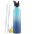 BOTTLE BOTTLE Botella de agua aislada de 64 onzas con popote y tapa de doble uso, botella de agua deportiva de acero inoxidable con asa, acero inoxidable al vacío para entrenamiento y deportes (gris