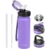 MAMEIDO Botella Termica con Pajita 1,2 l, Botella Agua Acero Inoxidable, Botella Agua Gimnasio sin BPA, Cantimplora estanca, Termo con Correa de Transporte, Water Bottle (Oak Wood)