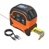 Cinta Metro Laser 2 en 1 – ansigtny Recargable Medidor de Distancia Láser Digital de 60 m y Cinta Metrica de 5m con Gancho Magnético, Metro Digital para Bricolaje y Decoración del Hogar (M/In/Ft)