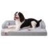 KSIIA Cama Extra Grande para Perros Impermeable Ortopédica XL Sofá Cama para Perros con Refuerzo en Forma de U, Funda Extraíble Lavable y Base Antideslizante, Gris Oscuro, 104x68x17cm