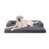 KSIIA Cama Grande para Perros Impermeable Sofá Cama Ortopédico para Perros con Refuerzo en Forma de U, Funda Extraíble Lavable y Base Antideslizante, Gris, 88 x 55 x 15 cm