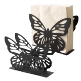 EnixwH 2 Servilletero De Mesa Con Forma De Mariposa, Soporte Servilletero De Metal, Soporte Servilletas Verticalde Dispensador De Servilletas Para DecoracióN De Cocina Comedor Bar (Negro)