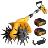 Motoazada Eléctrica de 21 V, Cultivador de Jardín, 360 RPM, con 2 Baterías de 3,0 Ah y Cargador, Ancho de Trabajo de 20 Cm, Profundidad de 16 Cm, Motoazada para Suelos