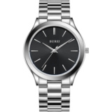 BUREI Relojes para Hombre Slim Minimalist Acero Inoxidable Reloj Analógico Movimiento Japonés Cintura Reloj para Hombres 44mm Caja Grande