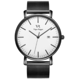 Vigor Rigger Reloj de Cuarzo para Hombre y Mujer, Reloj de Pulsera Ultra Fino Negro para Hombre con Diseño Minimalista clásico con Calendario de Fecha