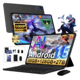 2026 Tablet Android 15, 128GB ROM+2TB TF, 30 RAM,10 Pulgadas Tablet táctil con Teclado y ratón,1280 * 800 IPS HD, Widevine L1, Gemini AI,2.4G/5G WiFi, Octa-Core, 5+8MP, BT 5.0, 8000mAh, Metálica,Negro