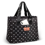 HSHRISH Bolsa Termica Porta Alimentos Mujeres, Bolsa de almuerzo isotérmica portátil multifuncional para adultos, mujeres, trabajo, compras, picnic, playa, exterior, 12L Punto blanco y negro
