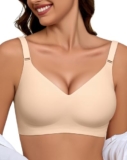 EIISSION Sujetador sin Aros Mujer, Sujetador Reductor Push Up con Relleno Cómodo Sujetadores Mujer sin Aro Sostenes de Mujer Talla Grande Sujetador Invisible Diario Bralette sin Costuras Nude 3XL