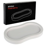 BINHAI Bandeja para molino de madera de sal y pimienta, soporte para molinillo de pimienta de color blanco, superficie de trabajo y protector de mesa de comedor (molinillo de pimienta no incluido)