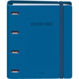 Dohe – Archivador con Recambio – Carpeta 4 Anillas Polyfoam, A4 (28×32 cm), 100 Hojas Cuadriculadas, Suave y Resistente, Separadores de Colores, Sobre de Almacenamiento y Goma – COLOUR VIBES Azul