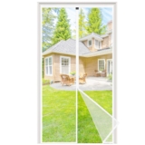 NUEVA Mosquitera Puerta Magnética 105×210 cm, Mosquitera para Puerta con Imanes Potentes, Instalación Sin Taladro, Cierre Automático, Malla Transpirable y Antidesgarro, Blanco
