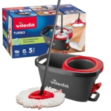 Vileda Turbo Set de Fregona con Cubo y Escurridor Giratorio Activado con Pedal | Palo telescópico de 65 a 131 cm | | Recambio de Microfibra | Limpieza Profunda con Menos Esfuerzo