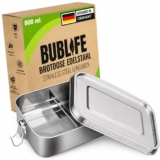 Bublife Fiambrera de 800 ml, fiambrera para niños con compartimentos, caja bento para niños, fiambrera para adultos, de acero inoxidable con compartimentos, fiambrera para adultos