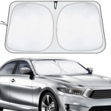 KEELYY Parasol Coche Delantero, 145 x 80 cm Parasol para Parabrisas Delantero Plegable, Universal Parasoles para Automóvil Protección Solar UV Parabrisas, Accesorios para Automóvil En Verano