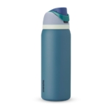 Owala FreeSip botella agua acero inoxidable con pajita, 945 ml – Botella térmica a prueba de fugas para el deporte y los viajes, sin BPA, Denim