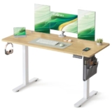 SONGMICS Escritorio Eléctrico, Regulable en Altura, 140 x 60 cm, Regulación Continua, 4 Alturas de Memoria, Puerto USB-C, Roble Dorado LSD134YA01