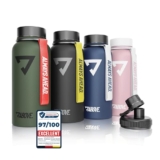 ABOVE. Botella Termica 1L de Acero Inoxidable – Sin BPA, Antifugas y Resistente – Mantiene Calor 12H y Frío 24H – con 2 Tapas ideal para Deporte y Exterior con Caja de Regalo (Rosa)