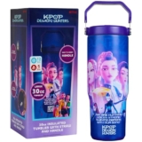 KPop Demon Hunters Oficial Vaso Termico Pajita y Asa 850ml, Taza Acero Inoxidable Reutilizable