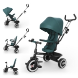 Kinderkraft Aston 2 Pro Triciclo Evolutivo, Bicicleta Sin Pedales, Bicicleta Bebe, para Niños, Cinturón, con Accesorios, Portavasos, Cesta, 9 Meses a 25 kg, Rosa